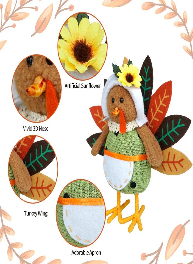 CRCZK Thanksgiving Turkey Decorations for Home Thanksgiving Gnome Plush Tabletop Decor Standing Turkey Decor with Dangling Legs, 2 Pack Plush Stuffed Turkeys Shelf Figurine Gifts - Image 5